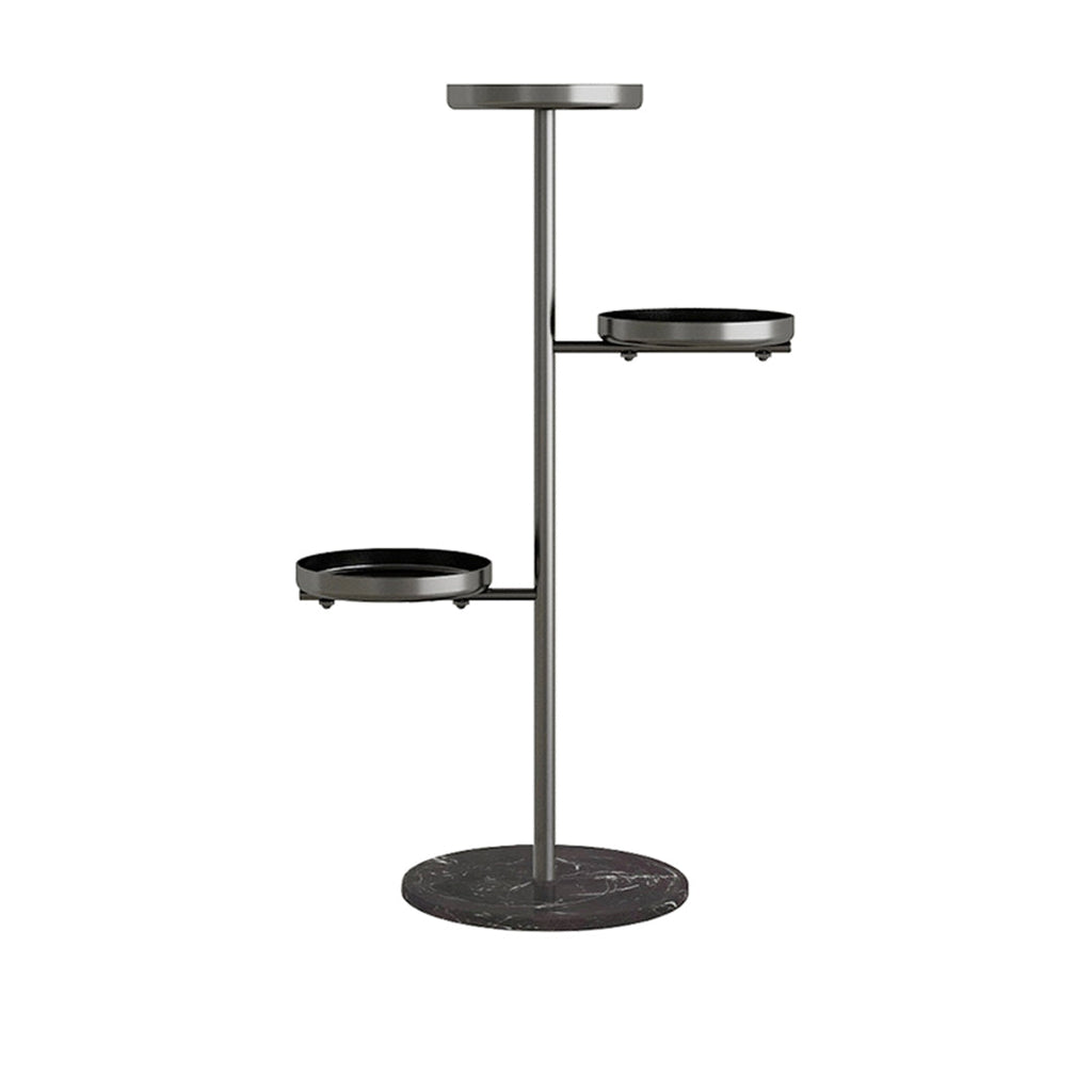 NNEAGS - Soporte redondo negro de 3 niveles para plantas, bandeja para macetas, estante decorativo de metal para sala de estar y balcón