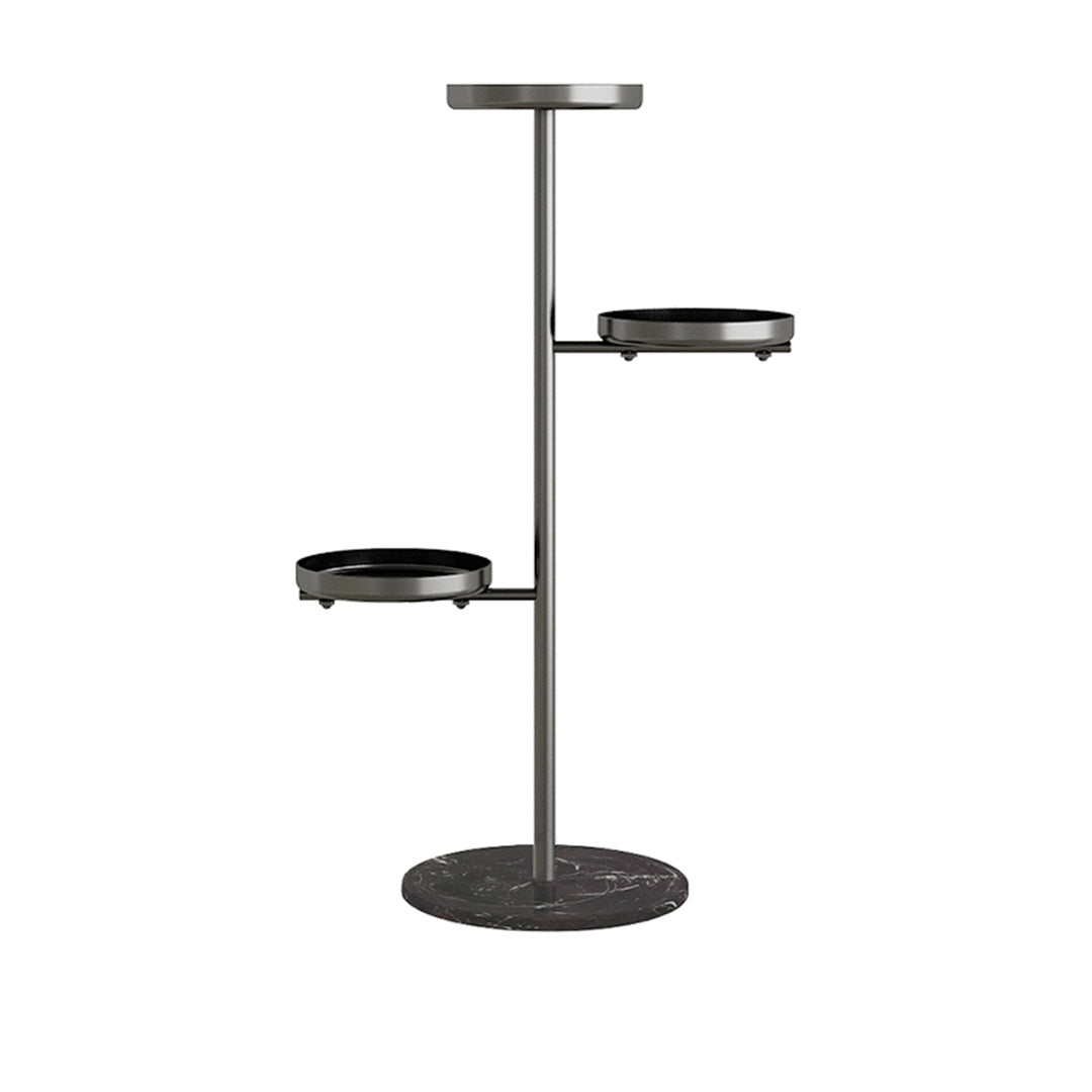 NNEAGS - Soporte redondo negro de 3 niveles para plantas, bandeja para macetas, estante decorativo de metal para sala de estar y balcón