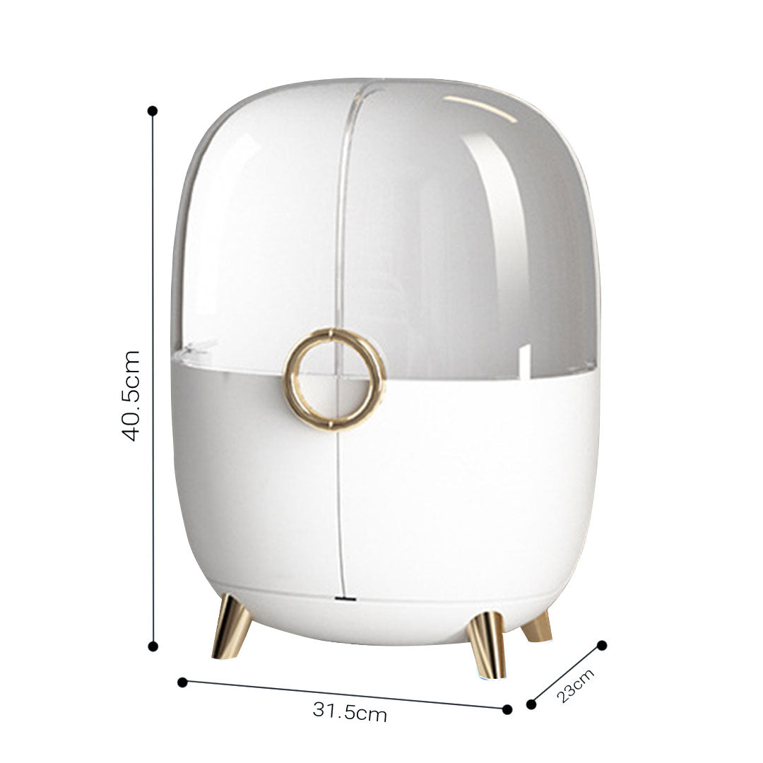 NNEAGS Organizador de maquillaje transparente blanco para encimera, almacenamiento de cosméticos, impermeable, a prueba de polvo, soporte para el cuidado de la piel del baño con tapa