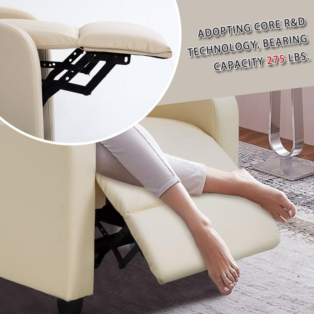 Sillón reclinable beige para sala de estar y cine en casa