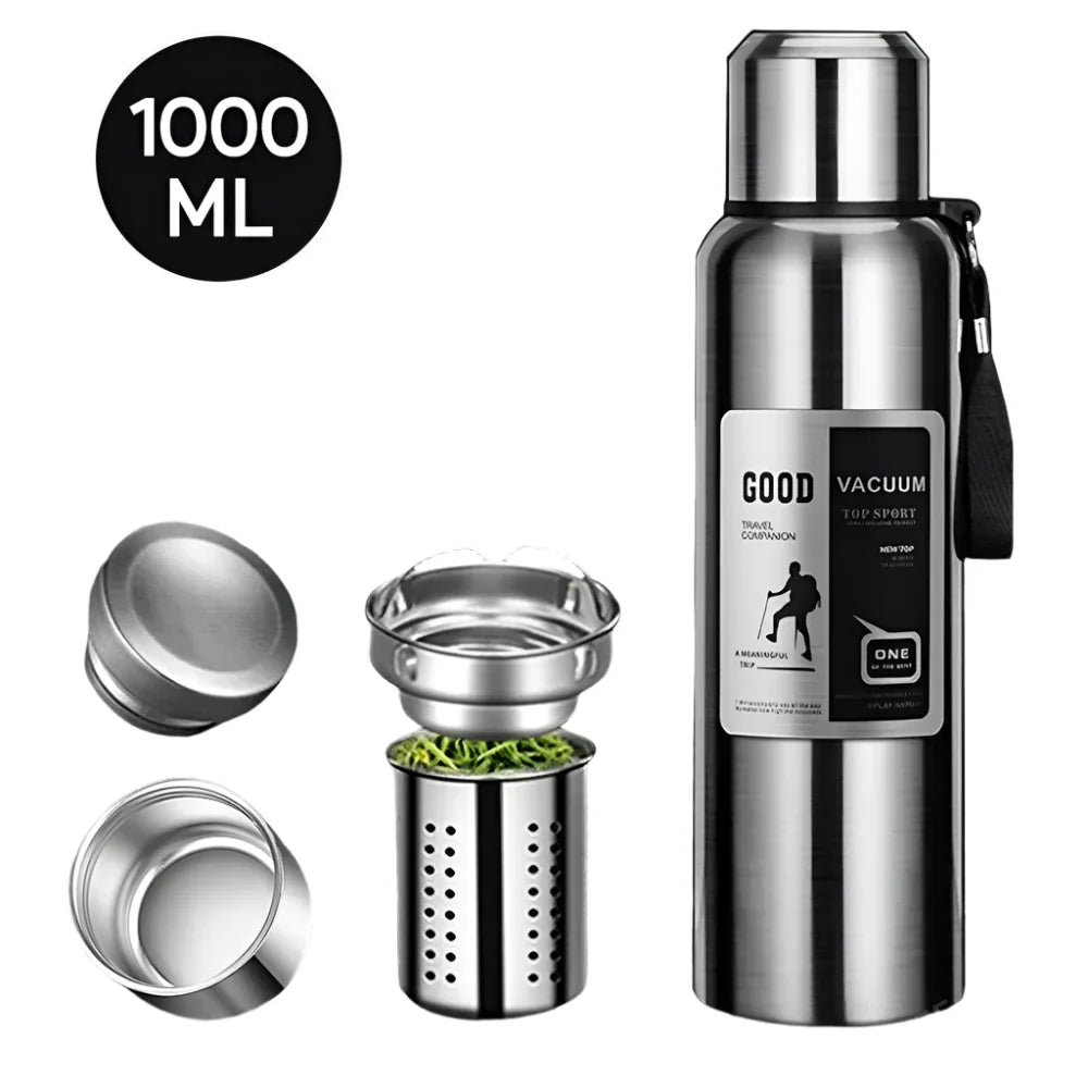 Stainless Steel Thermos Bottle Sport Vacuum Flask Silver 1000ML