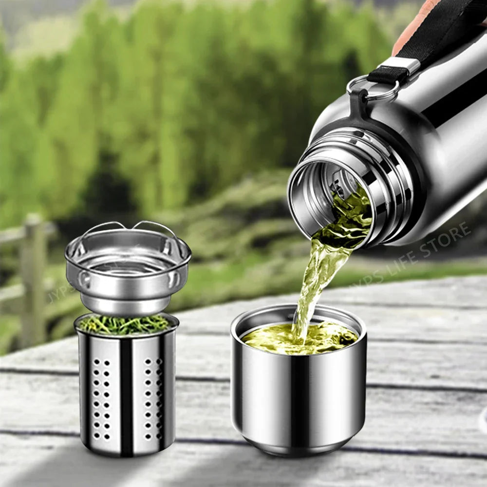 Stainless Steel Thermos Bottle Sport Vacuum Flask Silver 1000ML