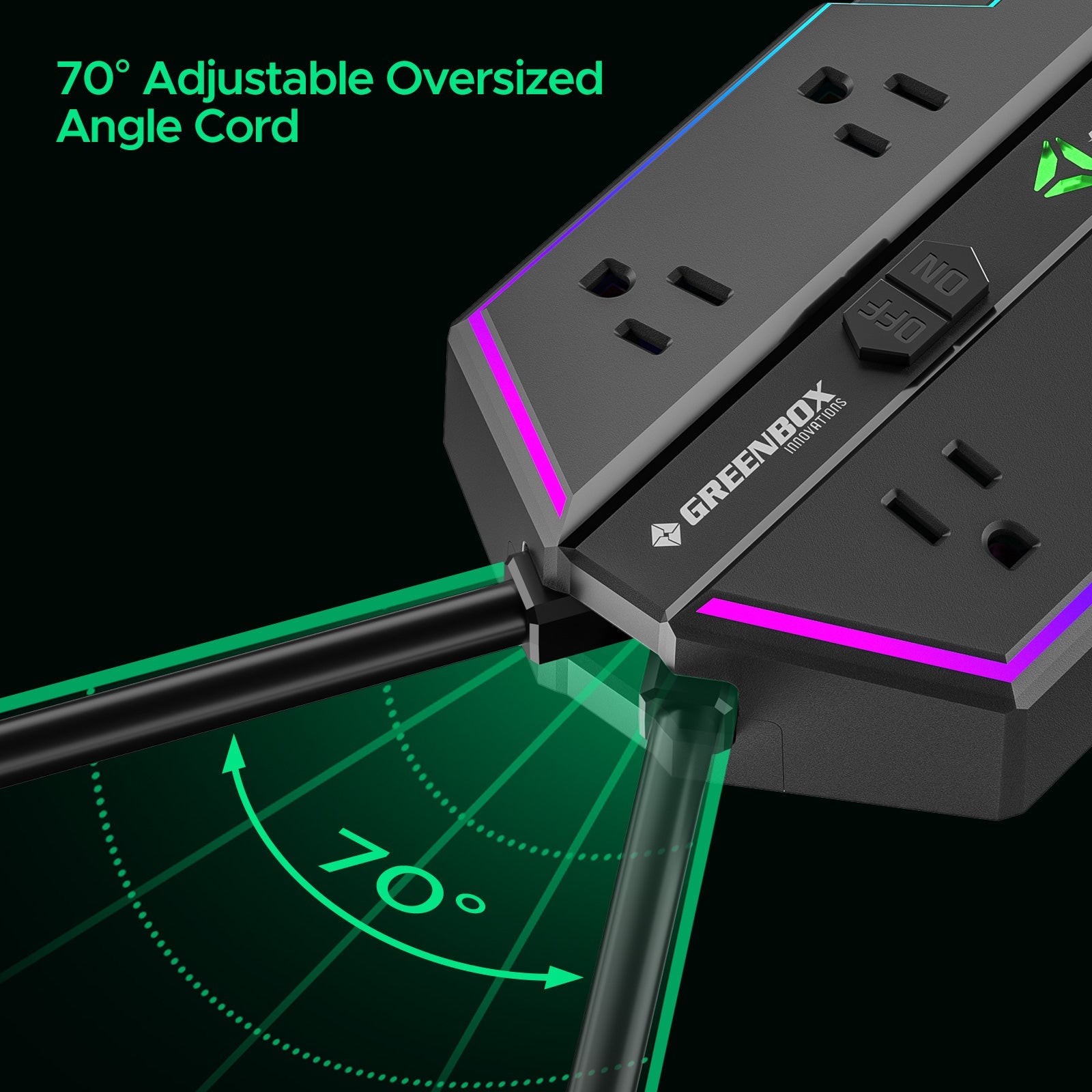 Gaming Power Strip, 6 AC Outlets, 4000J Surge Protector, PD 20W Fast Charging (2 USB-C, 1 USB-A), Wide-Spaced Outlet with RGB Lights for PC, e-Sports & Home Office