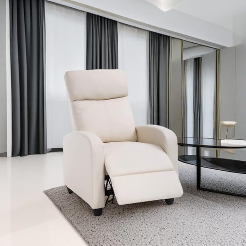 Sillón reclinable beige para sala de estar y cine en casa