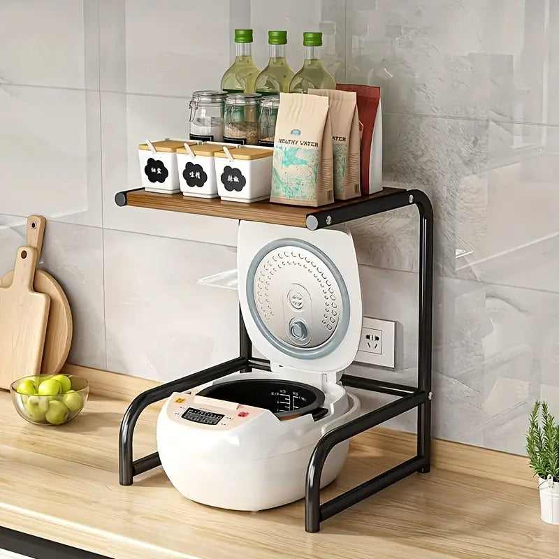 Estante multifuncional para microondas - Organizador de cocina y soporte para horno - Negro