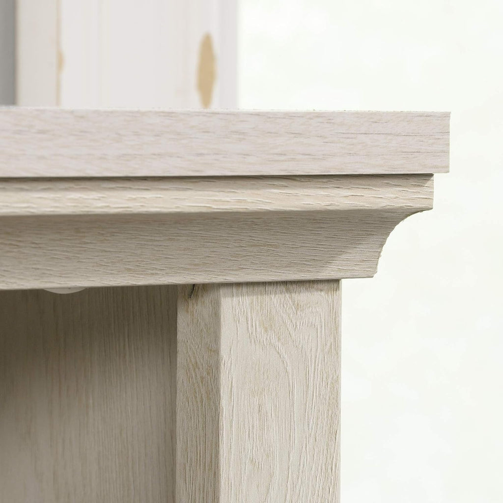 Librería de madera de dos niveles con acabado en castaño tiza, multiusos para el hogar, la oficina y la sala de estar.