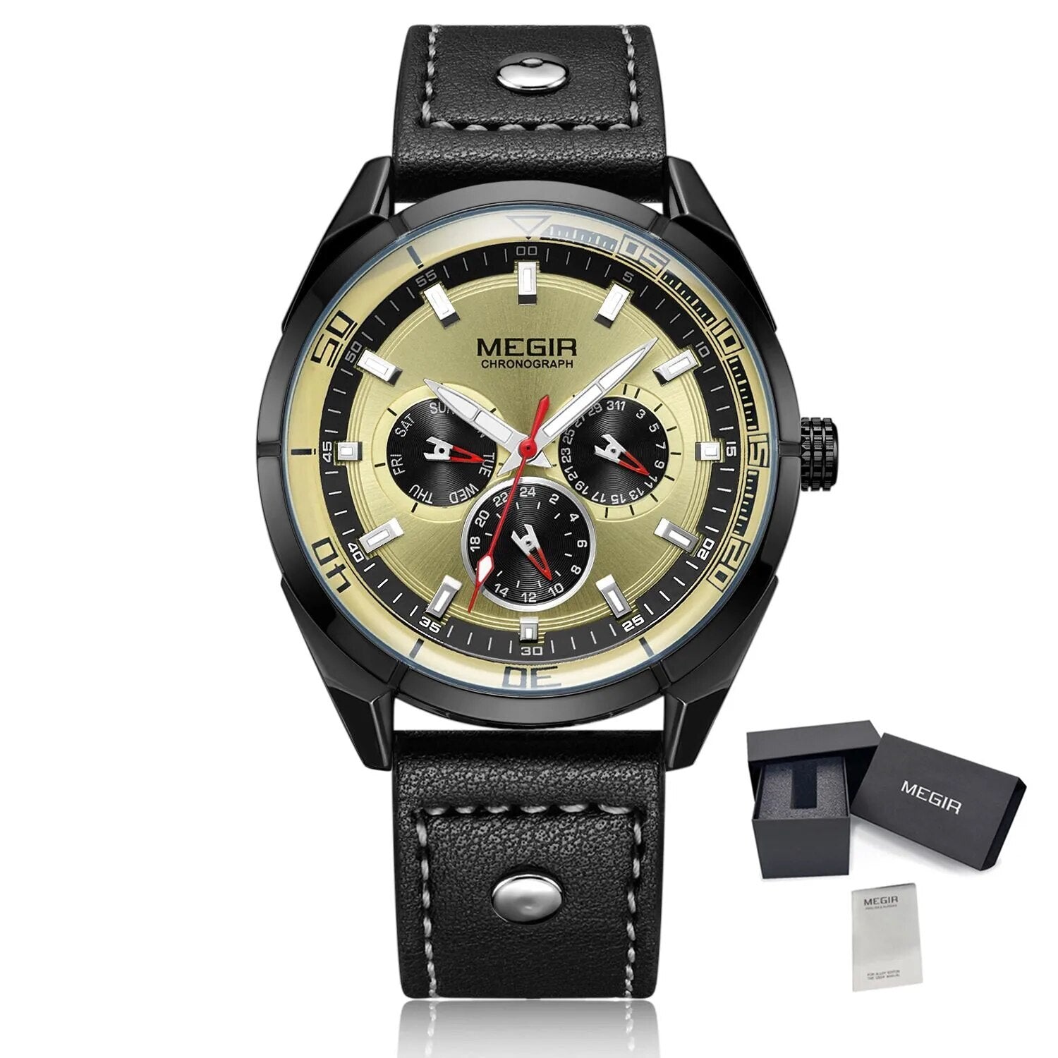 MEGIR Brand Quartz Men Watch Relogio Masculino Leather Strap Military Business Wrist Watches Men Clock Hour Time Man Chronograph