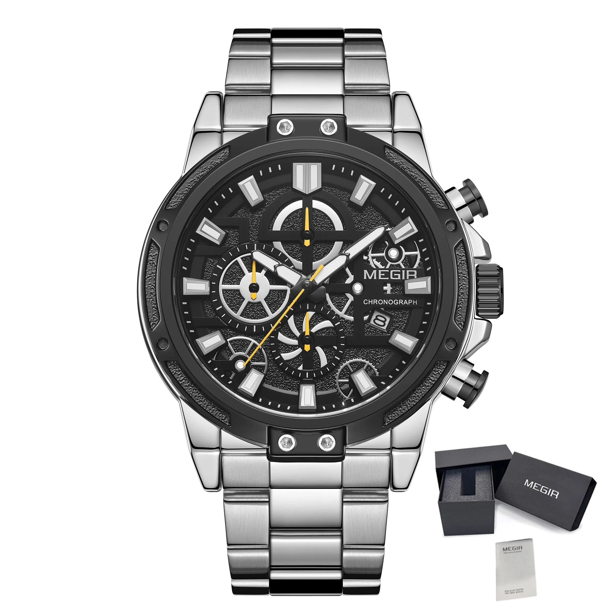 MEGIR Luxury Business Quartz Watches for Mens Stainless Steel Strap Men Casual Wristwatches Waterproof Man Clock Chronograph