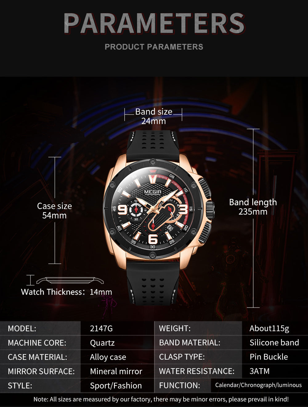 MEGIR Mens Watches Top Brand Luxury Silicone Sports Military Watch Waterproof Quartz Clock Men Chronograph Man Wristwatch 2147