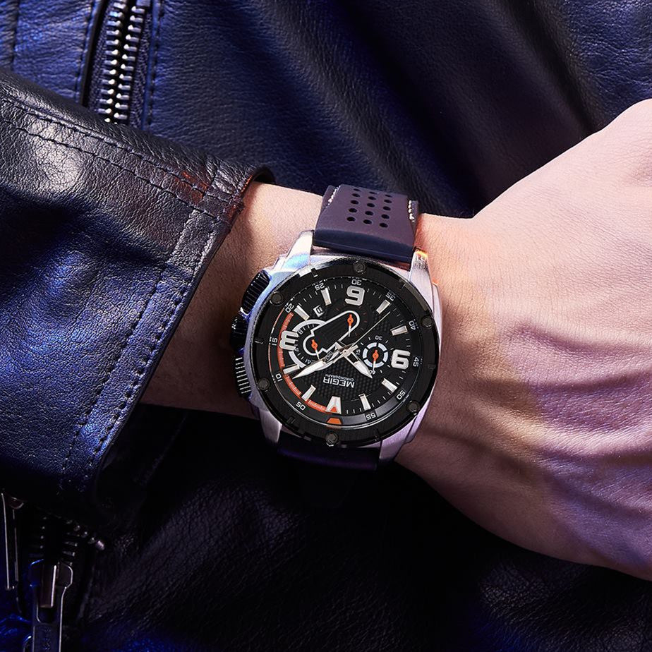 MEGIR Mens Watches Top Brand Luxury Silicone Sports Military Watch Waterproof Quartz Clock Men Chronograph Man Wristwatch 2147