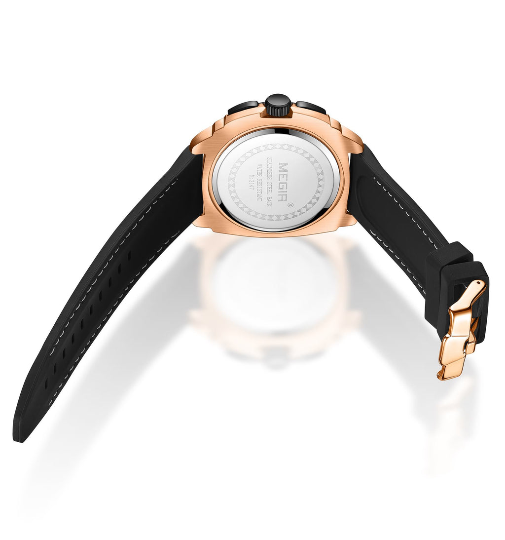 MEGIR Mens Watches Top Brand Luxury Silicone Sports Military Watch Waterproof Quartz Clock Men Chronograph Man Wristwatch 2147