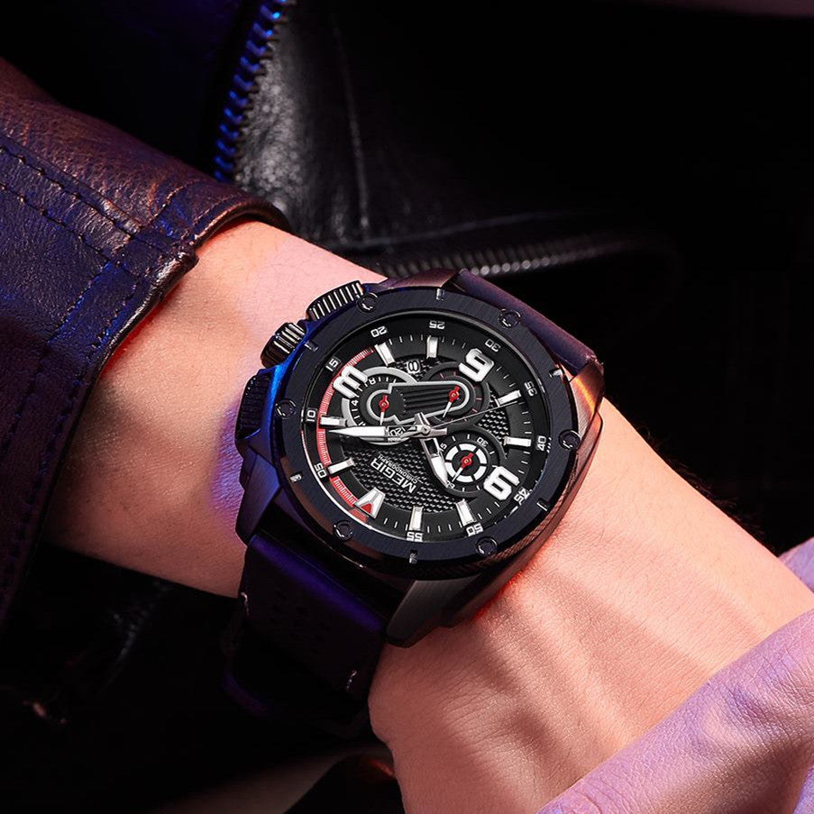 MEGIR Mens Watches Top Brand Luxury Silicone Sports Military Watch Waterproof Quartz Clock Men Chronograph Man Wristwatch 2147