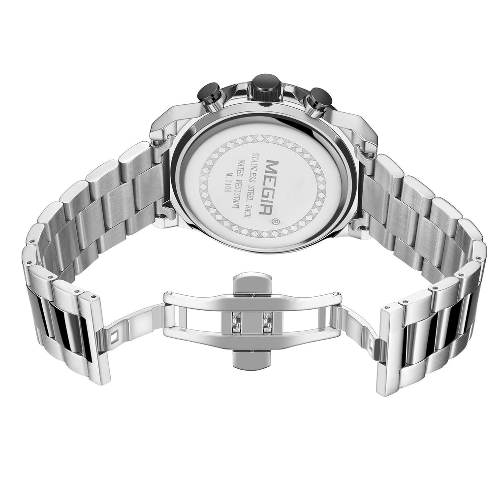 MEGIR Luxury Business Quartz Watches for Mens Stainless Steel Strap Men Casual Wristwatches Waterproof Man Clock Chronograph