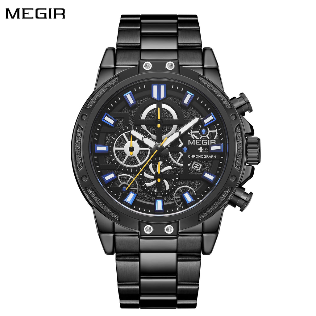 MEGIR Luxury Business Quartz Watches for Mens Stainless Steel Strap Men Casual Wristwatches Waterproof Man Clock Chronograph