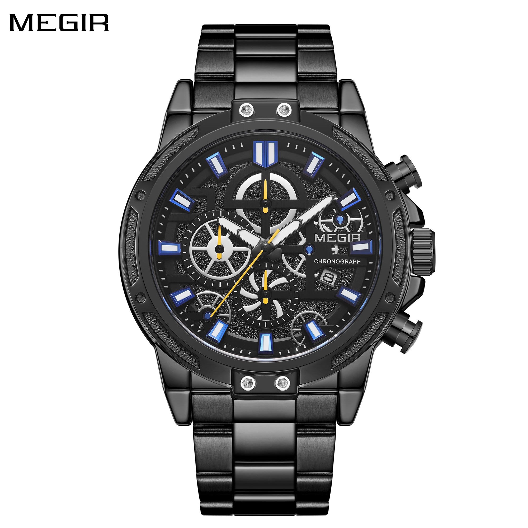 MEGIR Luxury Business Quartz Watches for Mens Stainless Steel Strap Men Casual Wristwatches Waterproof Man Clock Chronograph