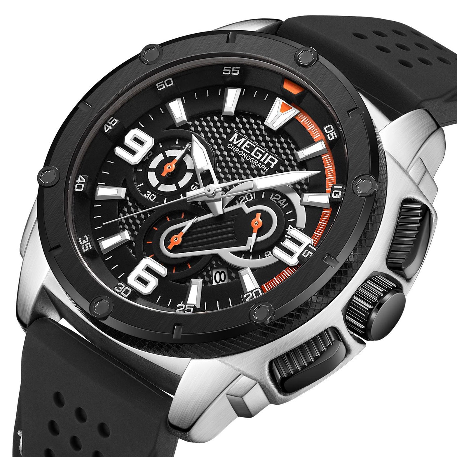 MEGIR Mens Watches Top Brand Luxury Silicone Sports Military Watch Waterproof Quartz Clock Men Chronograph Man Wristwatch 2147