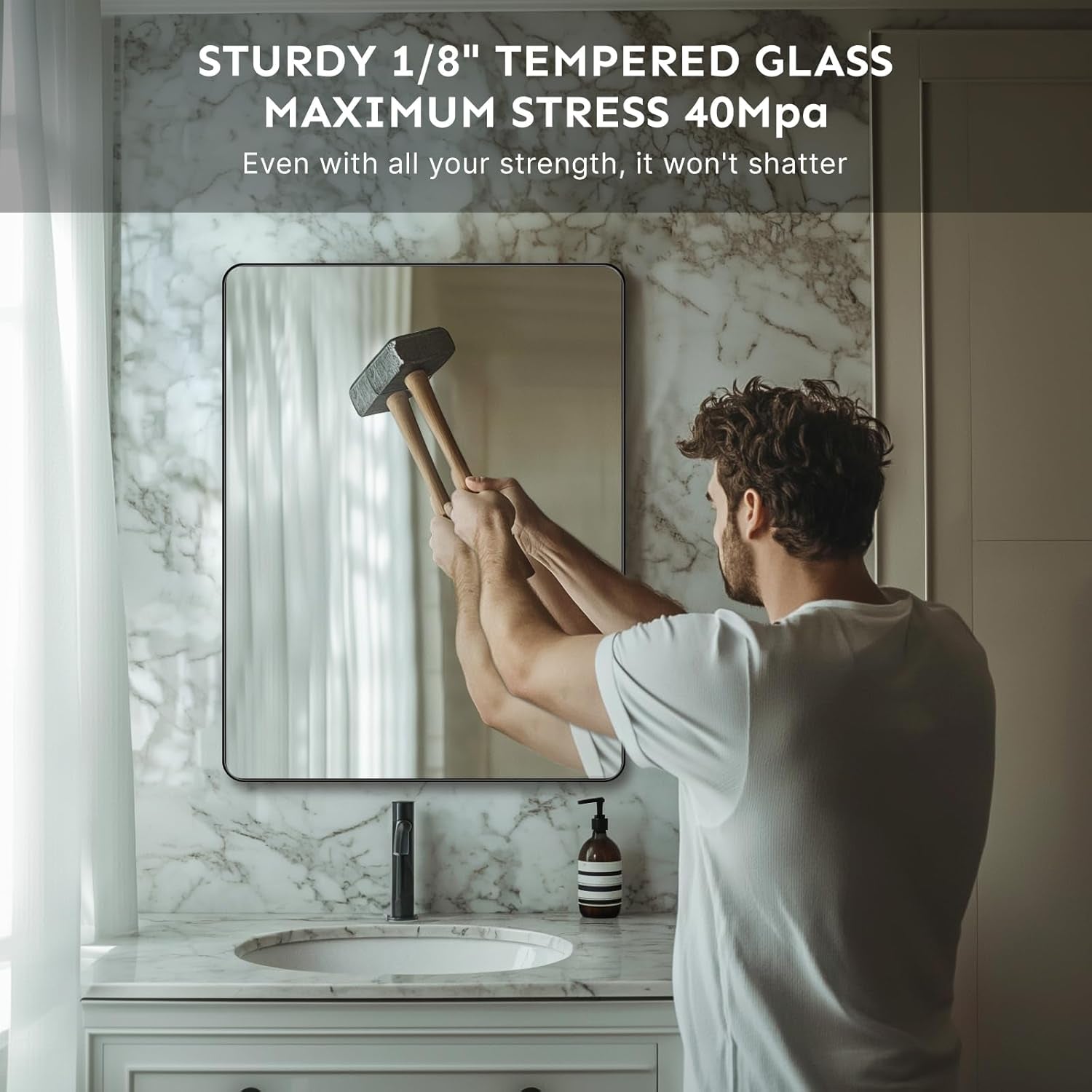 Bathroom Vanity Mirror 30x22 Aluminum Frame Durable