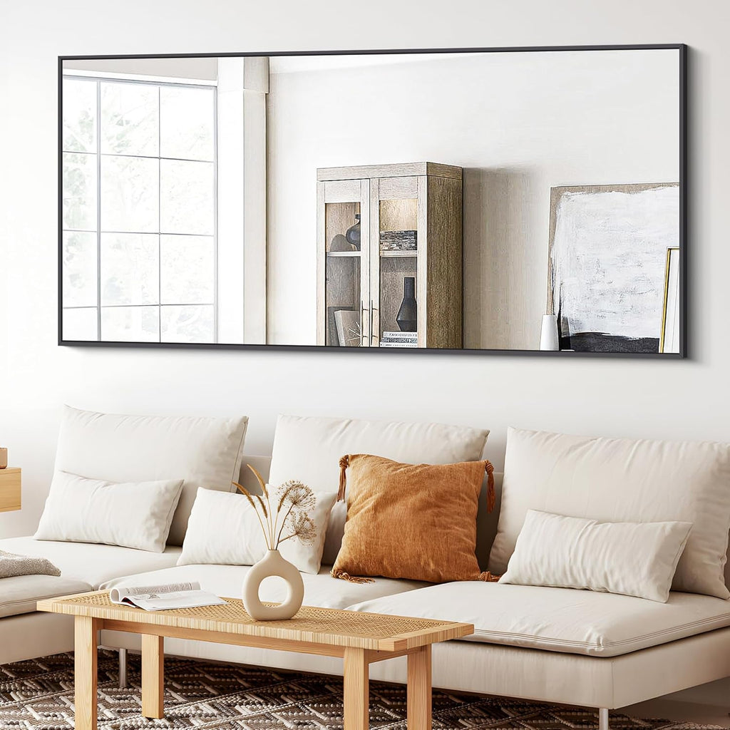 30x60 Inch Black Rectangle Wall Mounted Bathroom Mirror