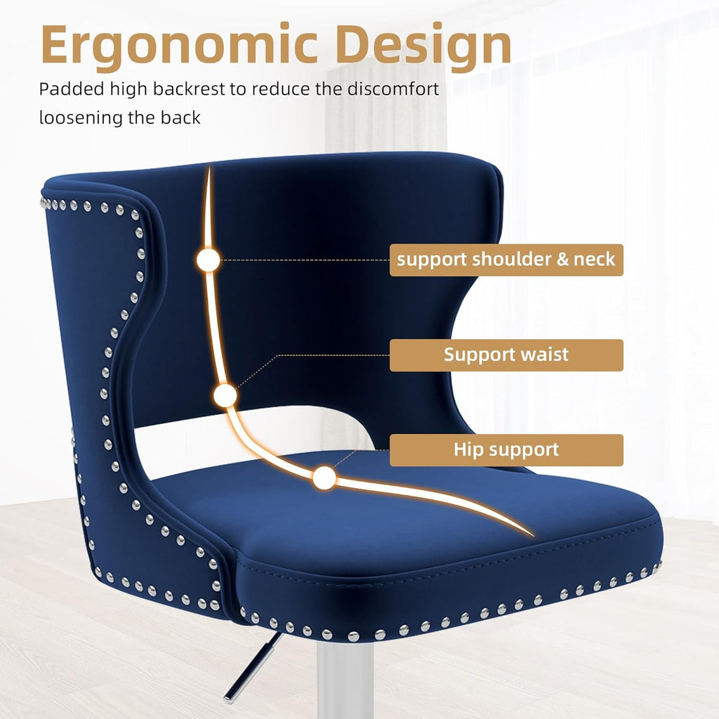 Juego de 4 taburetes de bar giratorios azules para isla de cocina