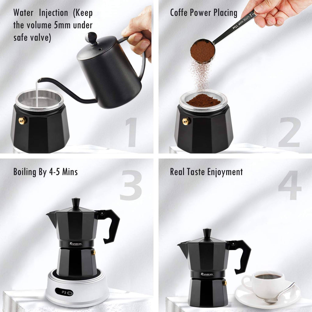 Cafetera italiana clásica Moka – Cafetera espresso para estufa (3 o 6 tazas)