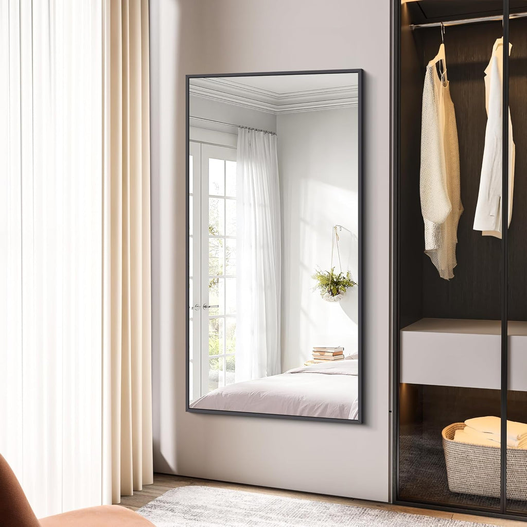 30x60 Inch Black Rectangle Wall Mounted Bathroom Mirror