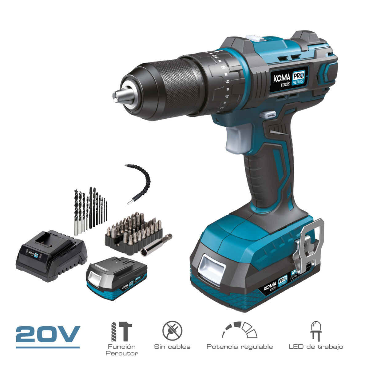 Juego de taladro y accesorios Koma Tools