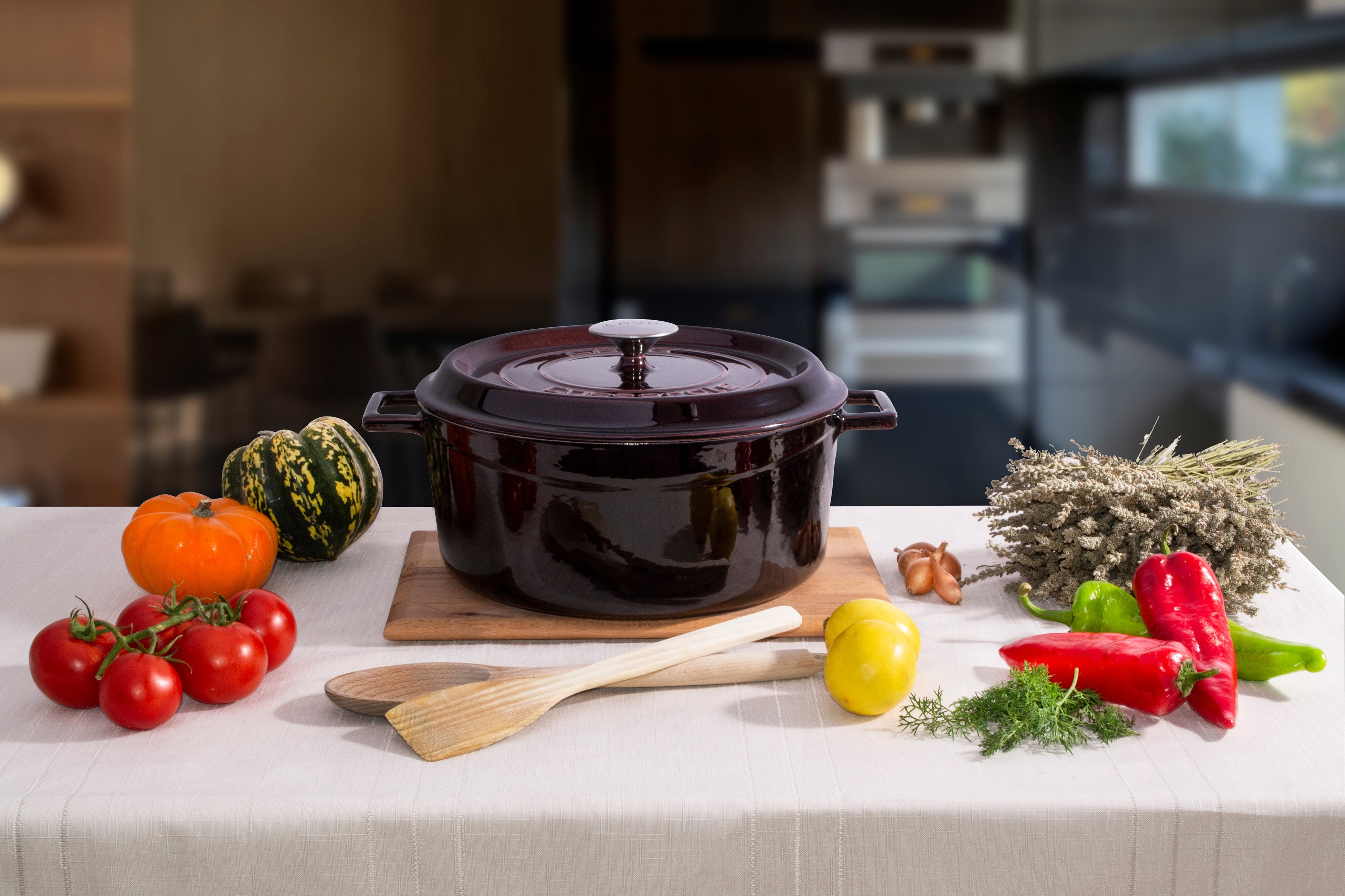 Horno holandés redondo de hierro fundido LAVA Premium de 28 cm 