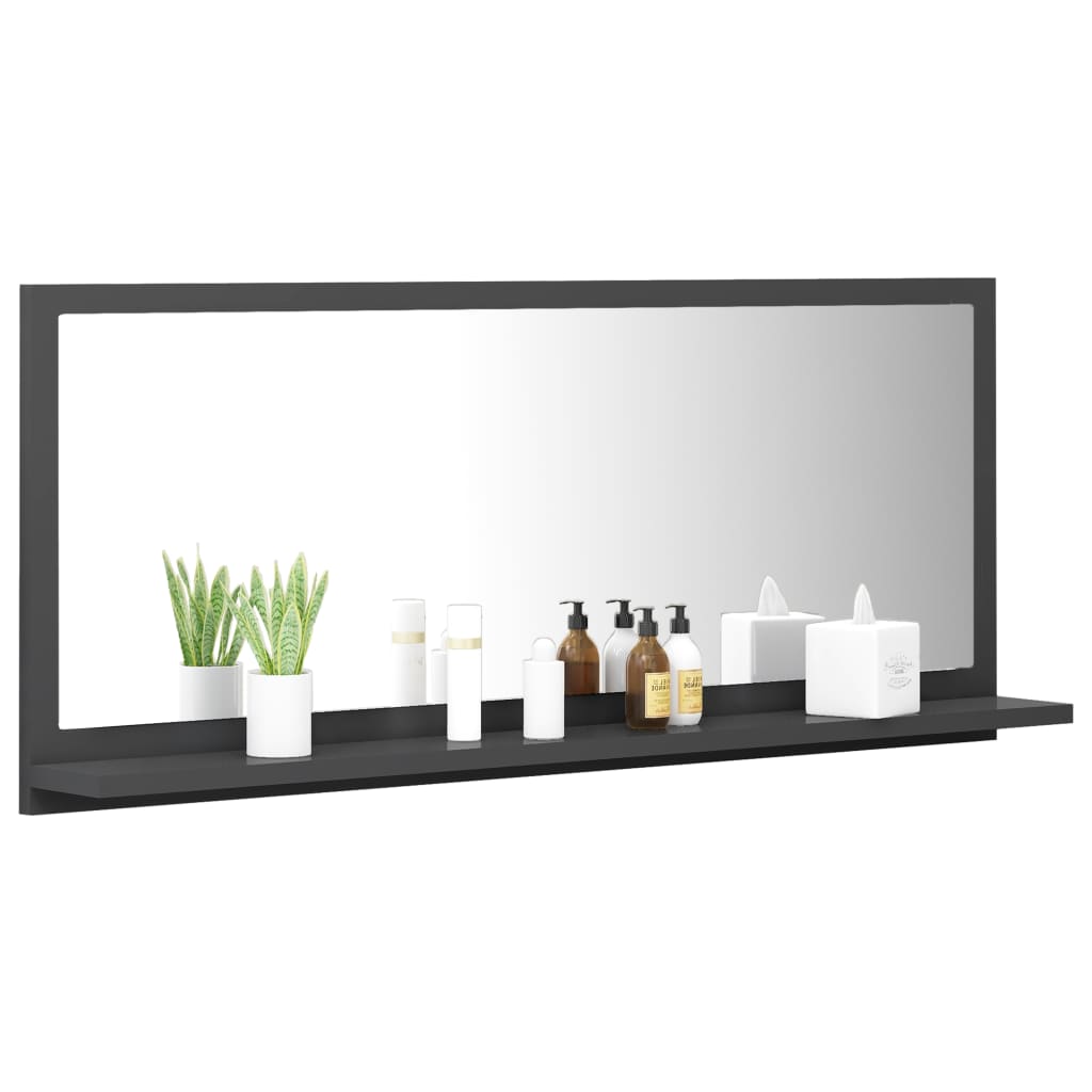 NNEVL Bathroom Mirror Grey 90cm Chipboard
