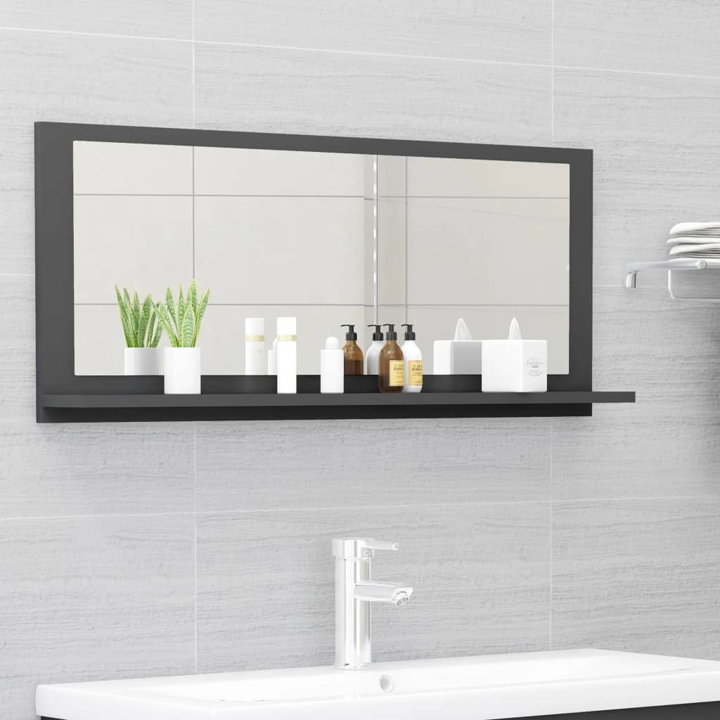 NNEVL Bathroom Mirror Grey 90cm Chipboard