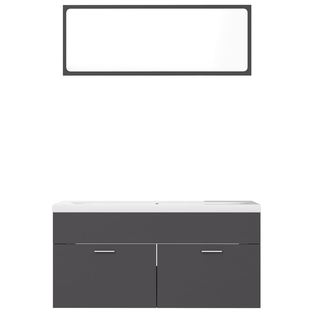 NNEVL Bathroom Furniture Set Grey Chipboard