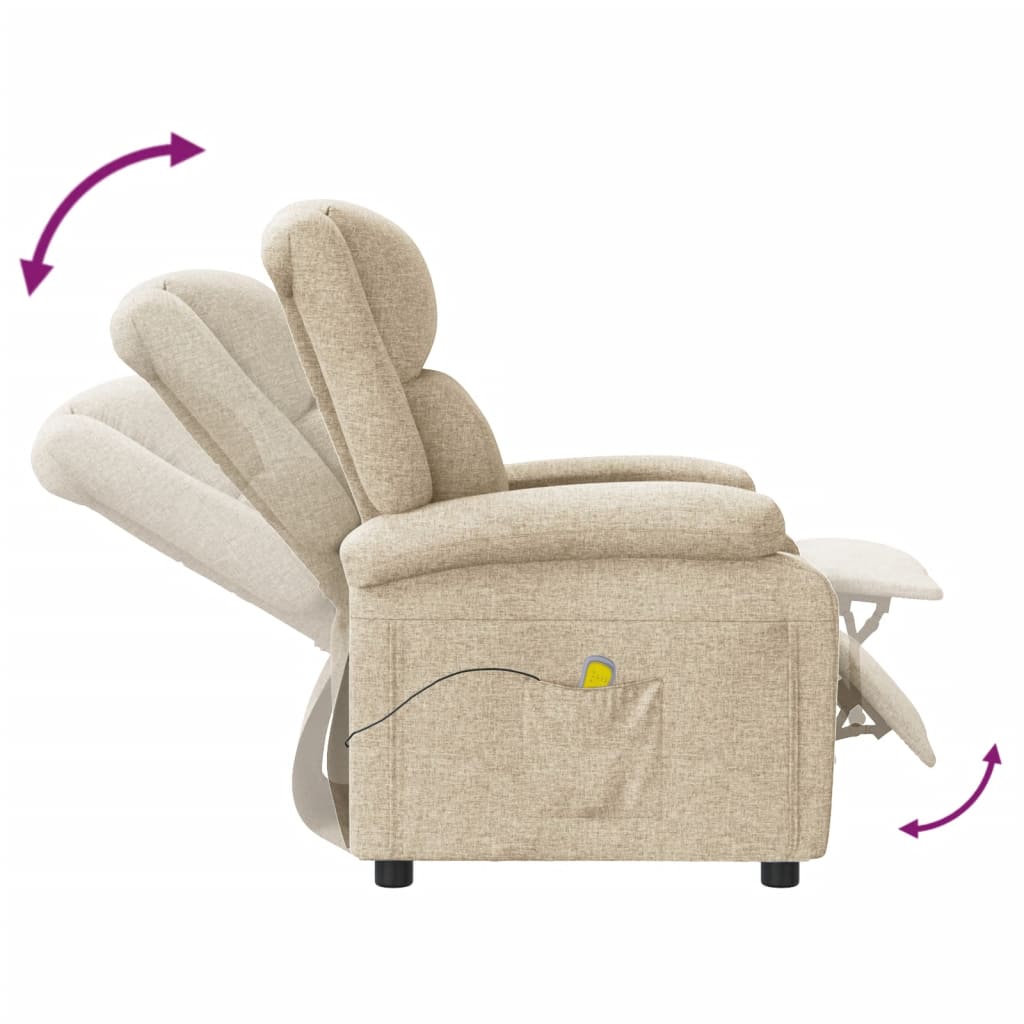 vidaXL Massage Chair Cream Fabric