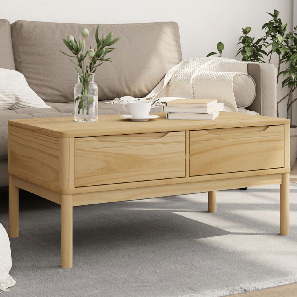 vidaXL Couchtisch mit Stauraum, Akzentmöbel für Wohnzimmer, Massivholz Kiefer