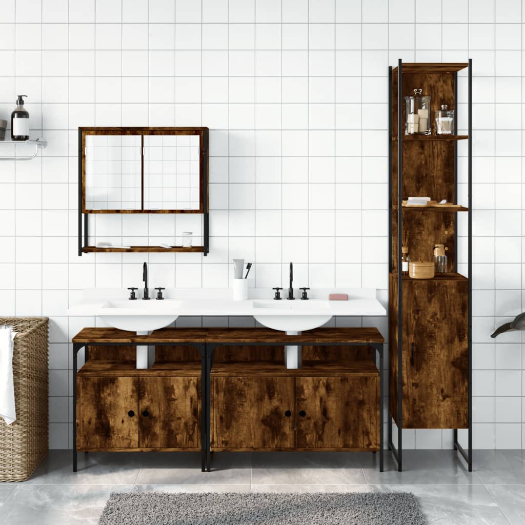 vidaXL Bathroom Furniture Set Storage Cabinet Washroom 4 Piece Engineered Wood