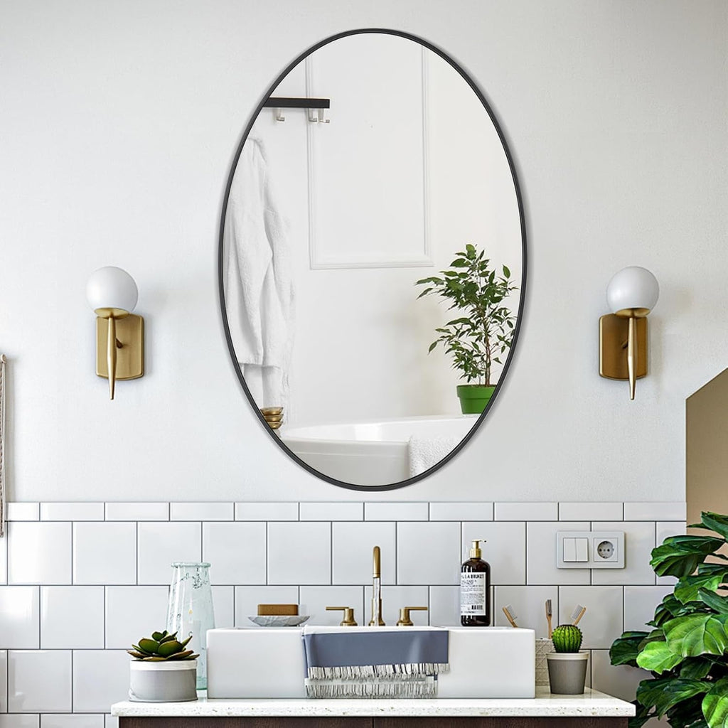 Oval Mirror 20x30 Black Bathroom Vanity Wall Mount