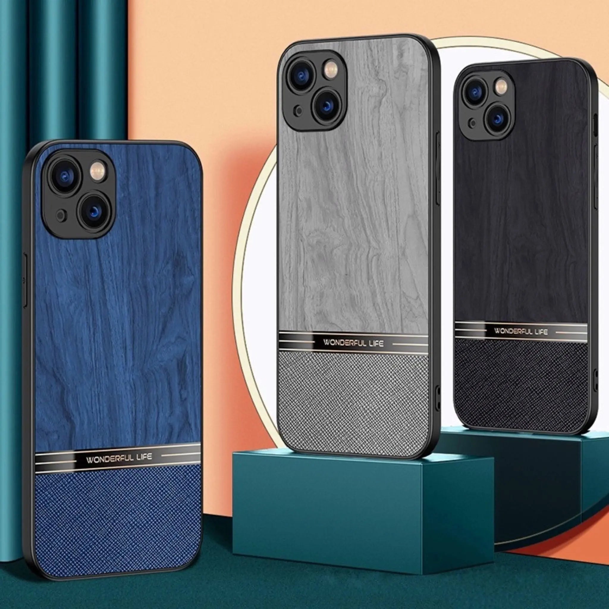 Funda Anacotte con veta de madera esmerilada para iPhone 14 Pro 