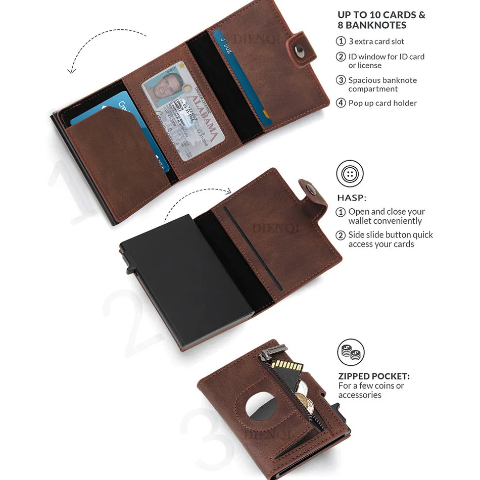 Anti-Theft RFID Wallet with Holder for Men (Brown)