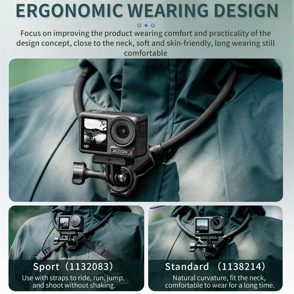 Soporte de cuello ajustable NNEIDS para vlogs, cámaras de acción DJI, GoPro, Insta360 y smartphones.