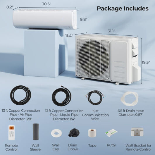 11500 BTU 208/230V Mini Split Air Conditioner and Heater Pump System
