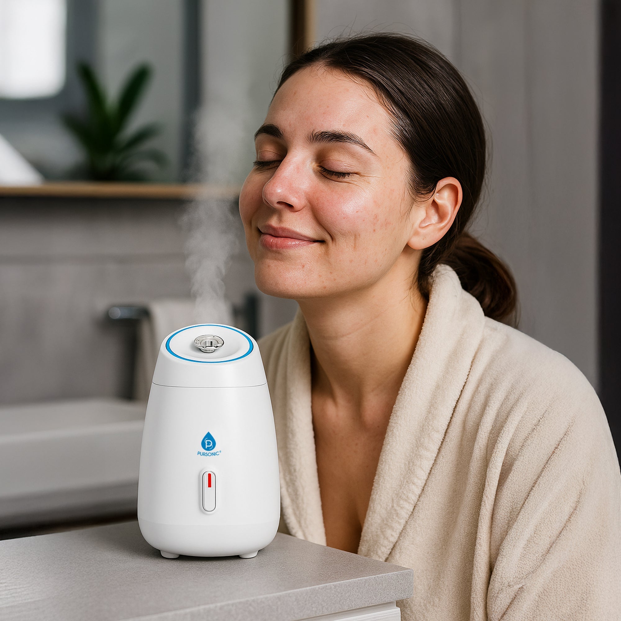 Paquete de cuidado de la piel Glow &amp; Renew: vaporizador facial, dispositivo de terapia de luz LED 7 en 1 y suero de vitamina C al 20 %