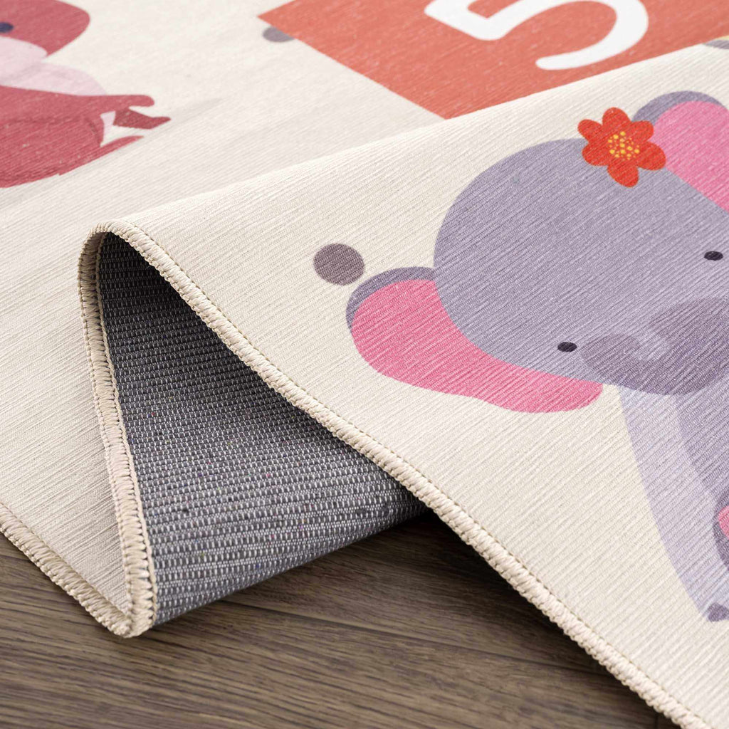 Alfombra lavable para niños con diseño de rayuela colorida