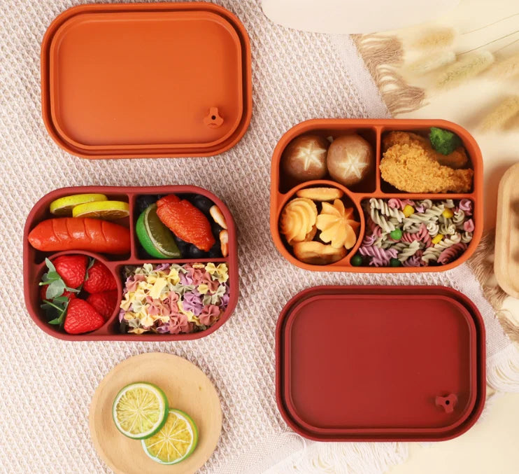 Recipiente para alimentos de silicona apto para microondas, libre de BPA, resistente al calor, para lonchera bento.