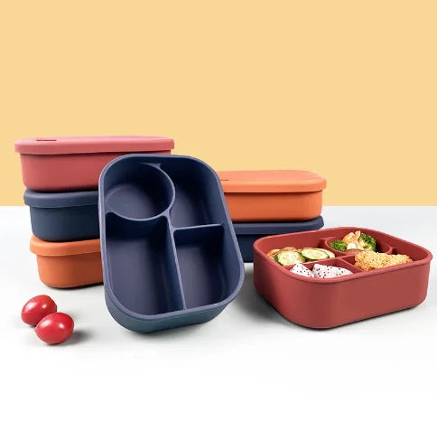 Recipiente para alimentos de silicona apto para microondas, libre de BPA, resistente al calor, para lonchera bento.