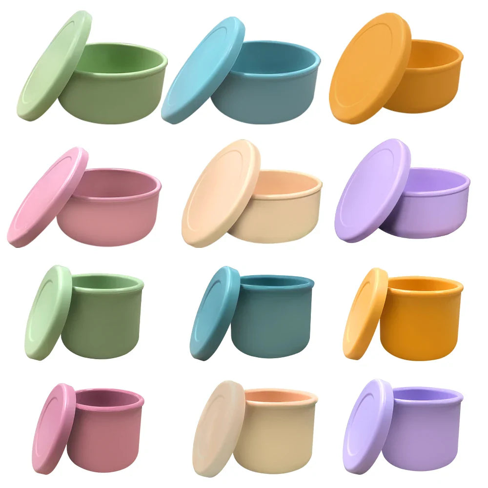 Venta al por mayor, stock listo, funda de silicona ecológica para recipiente para microondas, horno, fiambrera de oficina, juego de vajilla, tazón, taza