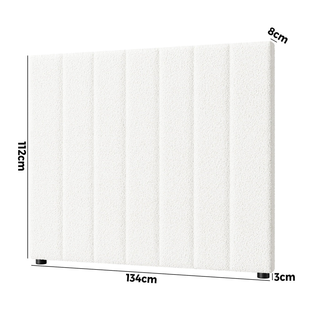 NNEED Bed Frame Headboard King Single White Boucle