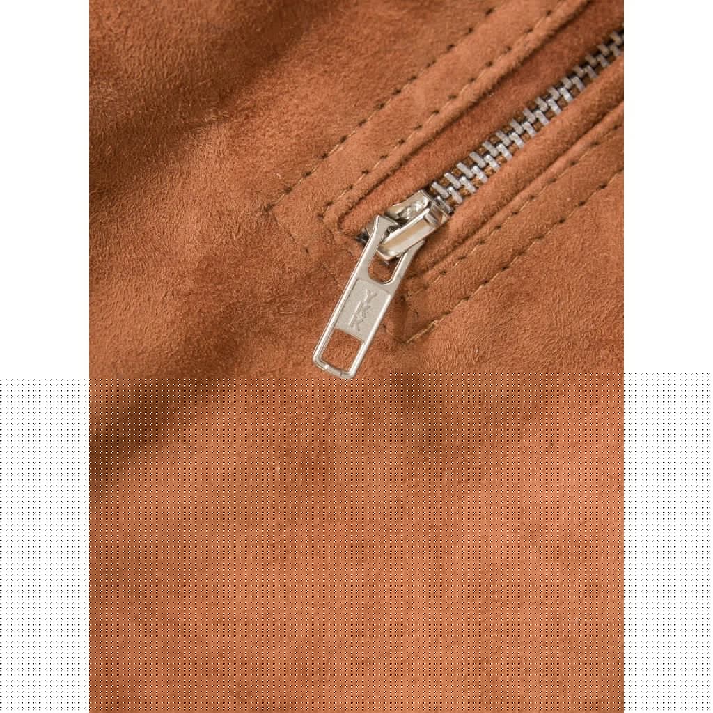 MEN BROWN SUEDE BIKER JACKET PARISH