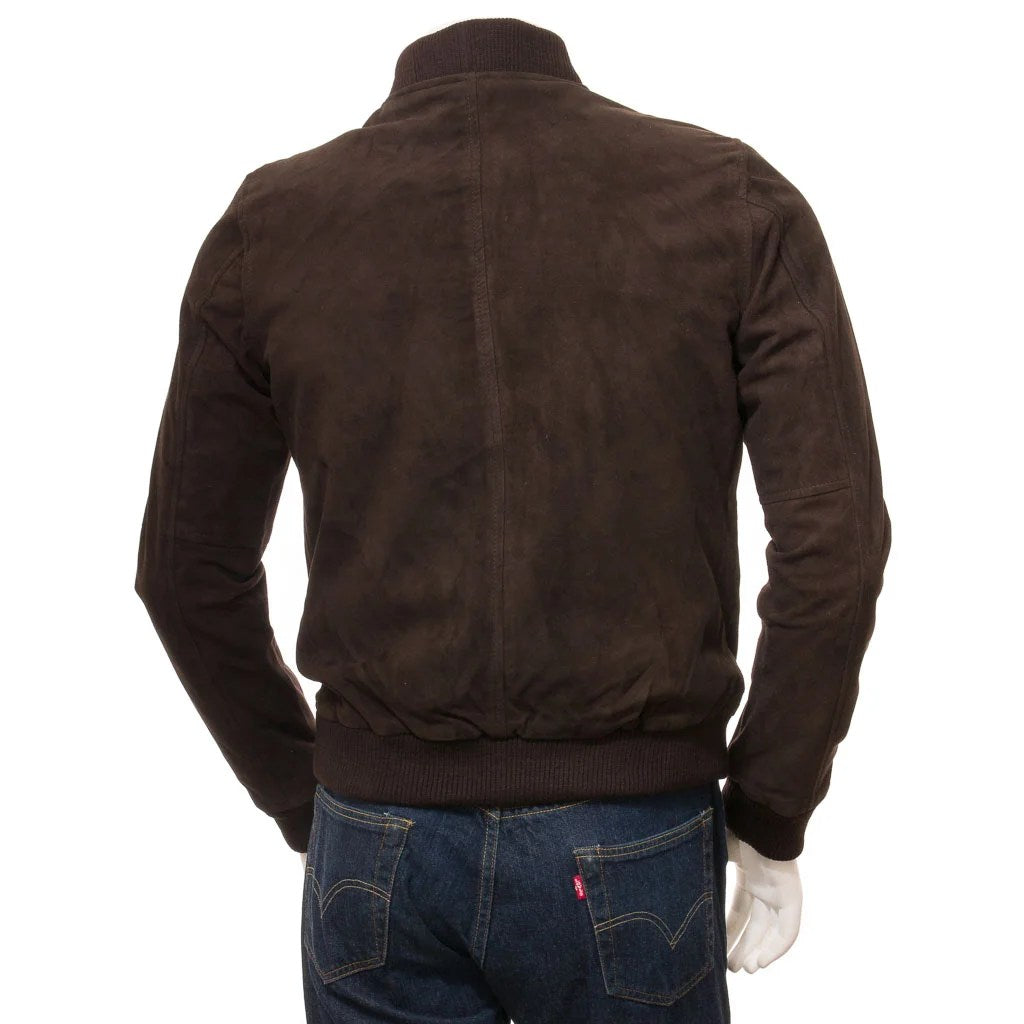 MEN BROWN SUEDE BOMBER JACKET BERGEN