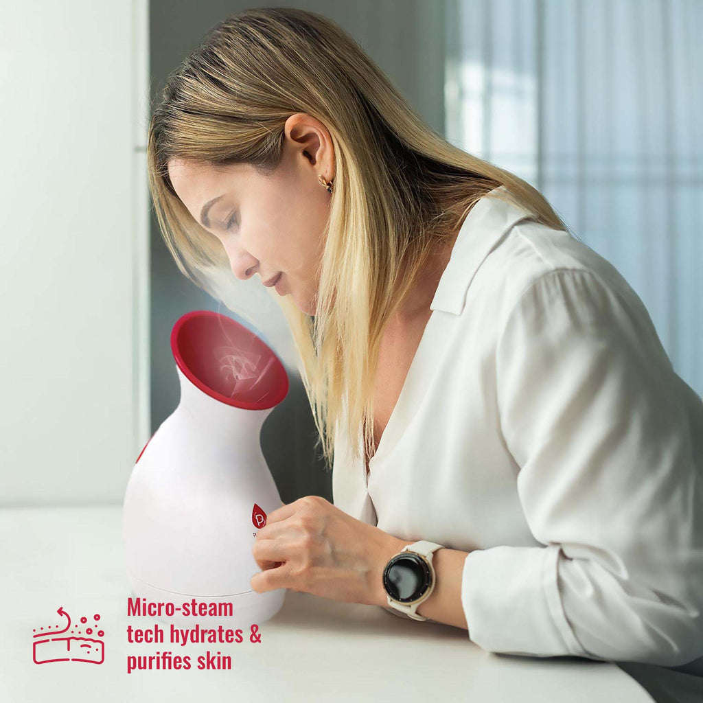 Paquete de cuidado de la piel Pursonic listo para spa: vaporizador facial y mascarillas hidratantes para labios (paquete de 6)