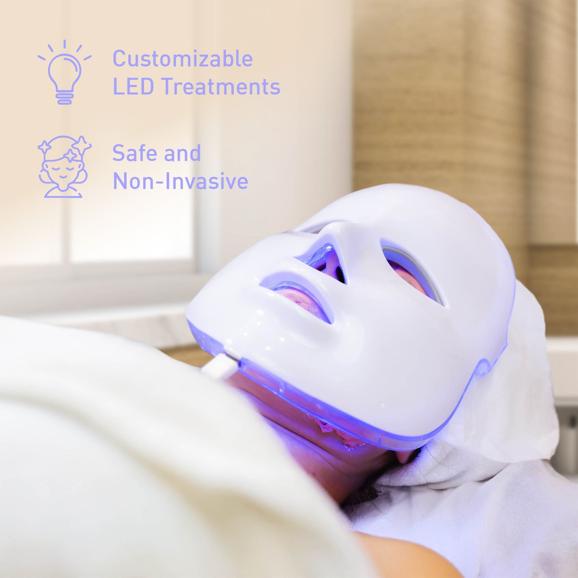 Paquete de cuidado de la piel con LED Pursonic: mascarilla facial con terapia de luz LED 7 en 1 + suero de vitamina C (85 g)