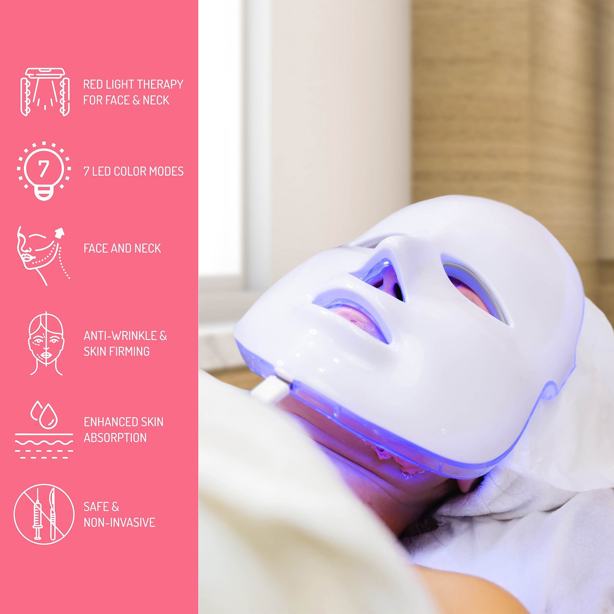 Máscara facial con terapia de luz LED 7 en 1: ¡cuidado de la piel avanzado en casa!