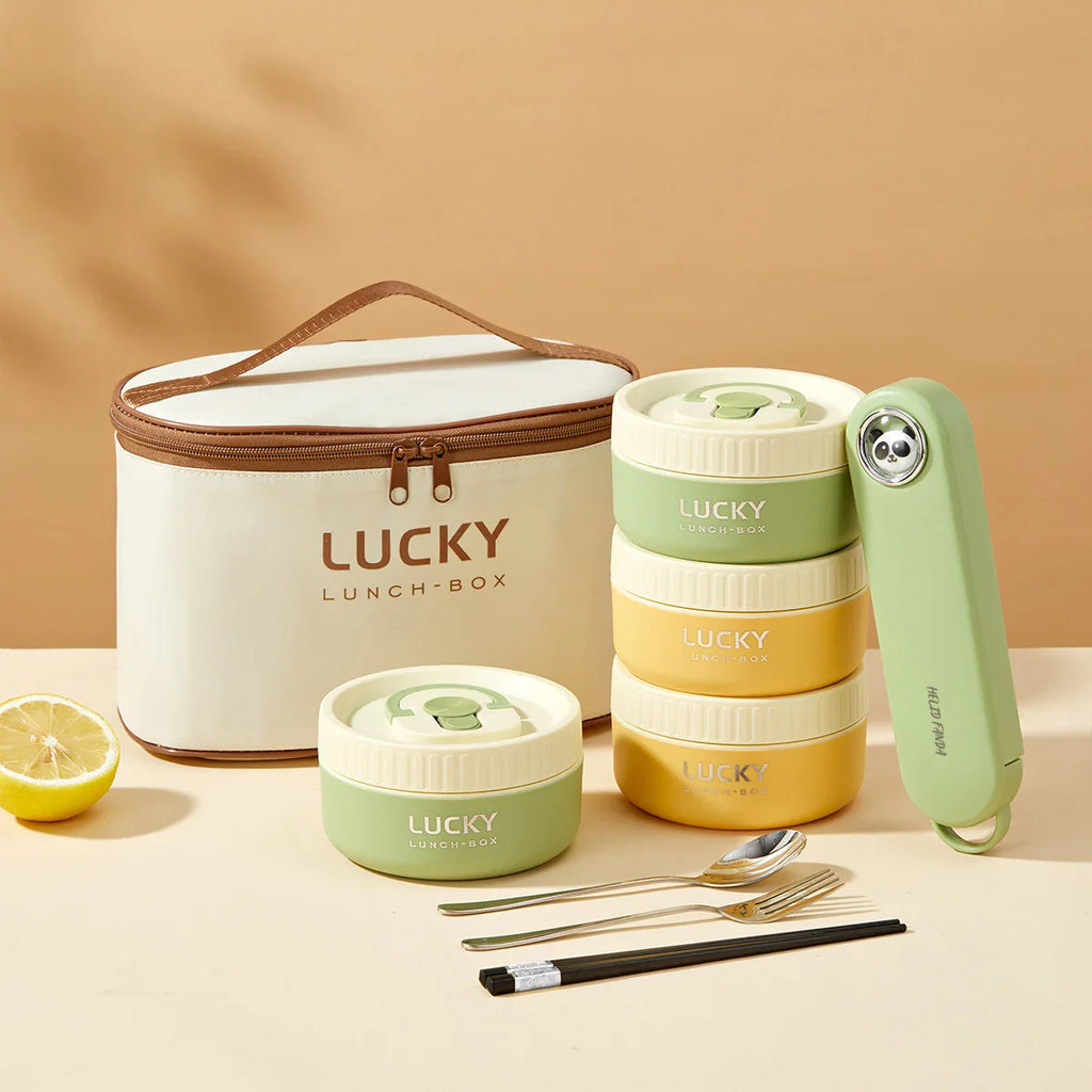 Lonchera térmica portátil sellada WORTHBUY para niños, apilable, apta para microondas, de acero inoxidable 304, contenedor de alimentos aislado.